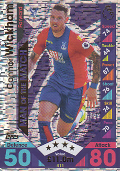 Connor Wickham Crystal Palace 2016/17 Topps Match Attax Man of the Match #411